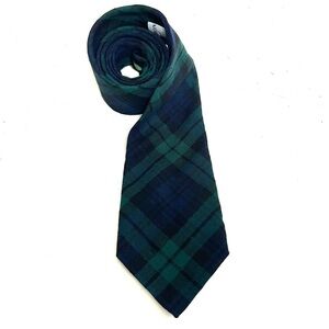 Lochcarron Black Watch Tartan All Wool Green and Blue Plaid Tie Mens Necktie